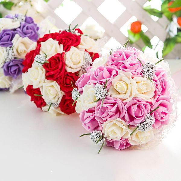 

bride flowers roses decoration holding bouquet valentine's mother's day gift wedding souvenir
