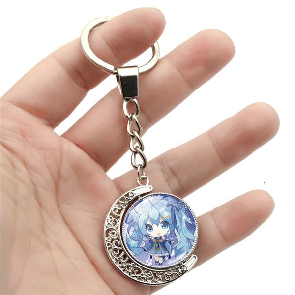 

gan5# anime hatsune miku keychain rotating pendant keyring, Silver