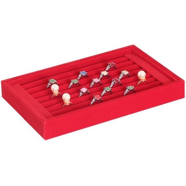 

velvet rings earrings ear studs organizer jewelry display stand holder rack box hot, Pink;blue