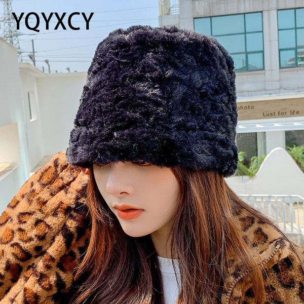 

wide brim hats yqyxcy bucket hat women winter imitation fur thick warm bob bonnet femme outdoor windproof fashion gorros cap female, Blue;gray