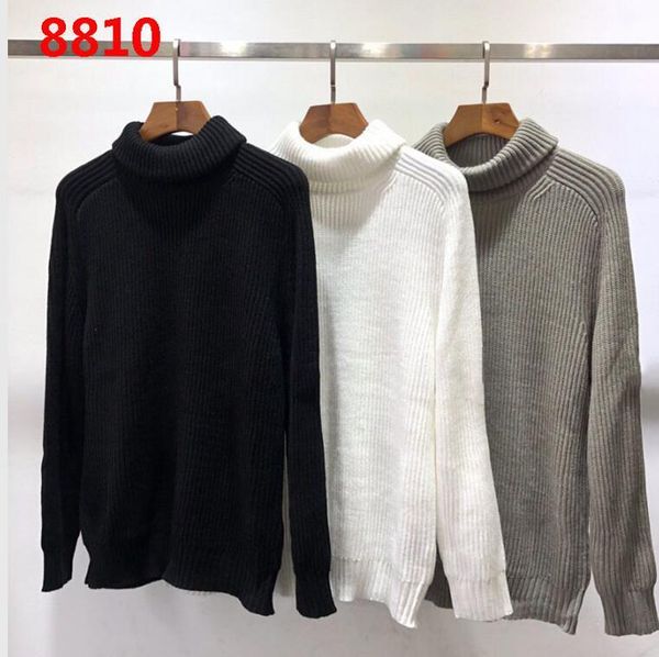 

2020 turtleneck knit sweater long sleeve warm sweaters black white grey sweater -2xl designer sweatershirts 8810, White;black