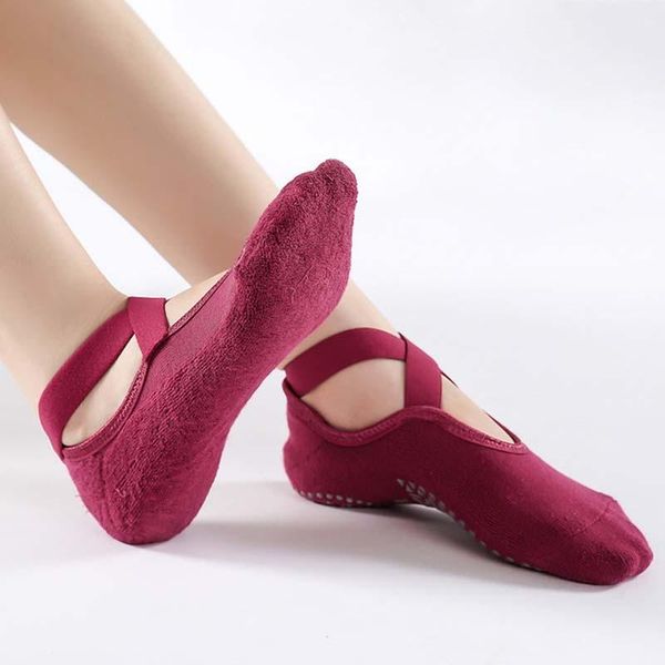 

sports socks 6 pairs/lot non-slip yoga quick-dry damping pilates ballet pure cotton breathable bandage, Black