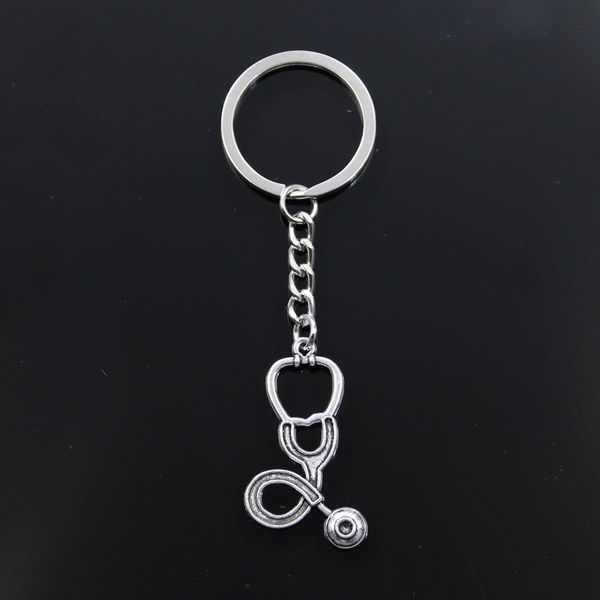 

fashion big doctor stethoscope 40x23mm pendant 30mm key ring chain silver color men car gift souvenirs keychain dropshipping