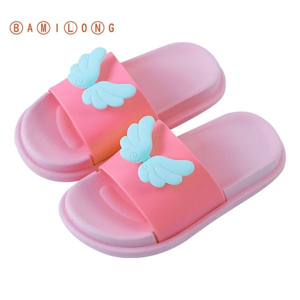 

bamilong kids slippers girls boys flip flop toddler baby slippers big children cartoon design indoor shoes y87 y201028, Black;grey