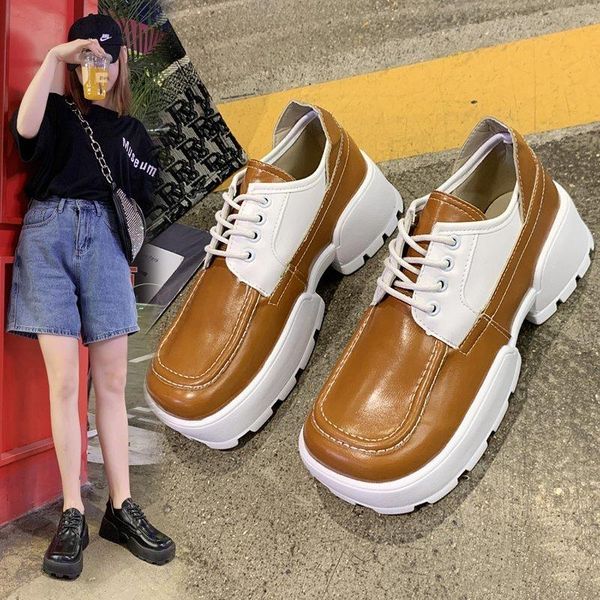 

2020 new platform platform big toe shoes female color matching casual comfortable square toe street fashion shoes x396, Black