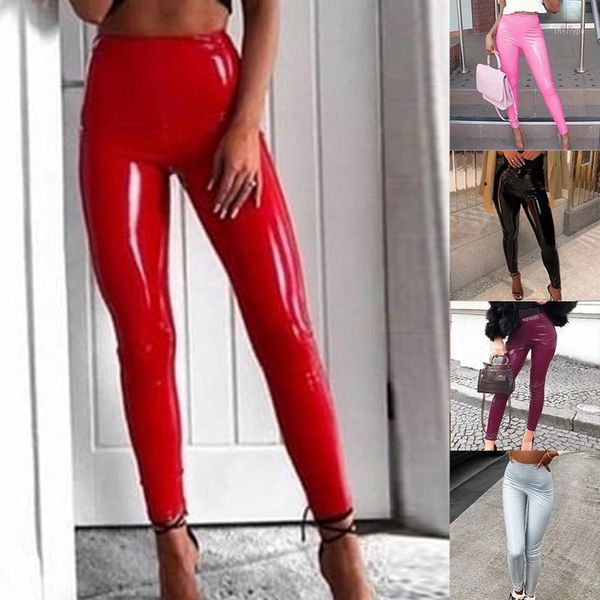 

women gothic leggings wet look pu leather leggings black slim thin long pants ladies skinny stretchy plus size1