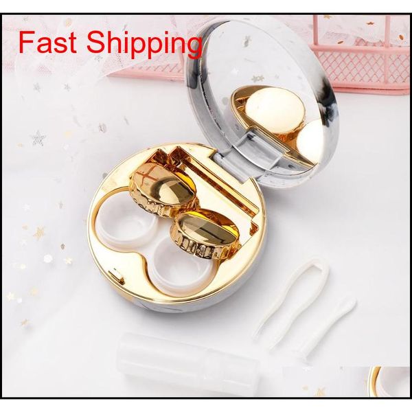 

fashion marble stripe contact lens case mini travel glasses lenses box portable eyes car qylyzf dh_seller2010, Silver