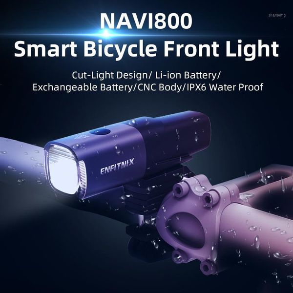 

bike lights enfitnix 2021 est navi800 smart bicycle front light auto start sfull cnc night 800lm max rechargeable ipx61