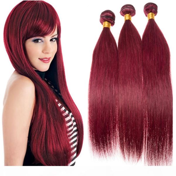 

malaysian burgundy red human hair weave bundles silky straight 3pcs virgin malaysian #99j wine red human hair weaves doublw wefts, Black