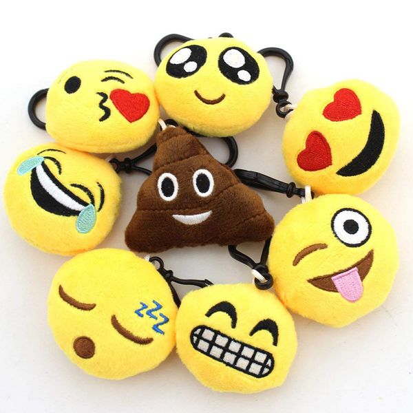 

china factory supplier personalized c917 mini emoji plush fluff fur keychain pendant plush quality keychain promotional plush gift, Silver