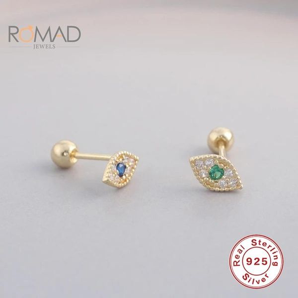 

romad 1 шт. 925 стерлинговое серебро симпатичные серьги для женщин mini butterfly diamond pierced серьги ювелирные изделия оптом, Golden;silver
