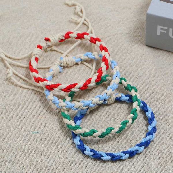 

tennis color couple hand rope folk hand-woven bracelet simple, Golden;silver
