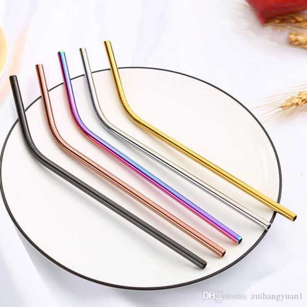 

reusable 304 stainless steel bent and straight straws colorful metal straw for party wedding bar drinking tools