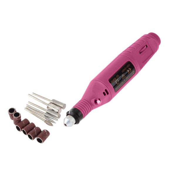

pen shape electric nail drill machine art salon manicure file polish tool+6 bits