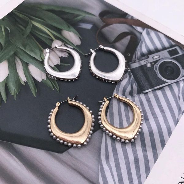 

rhinestone geometric earring female party gift pearl metal, Golden;silver