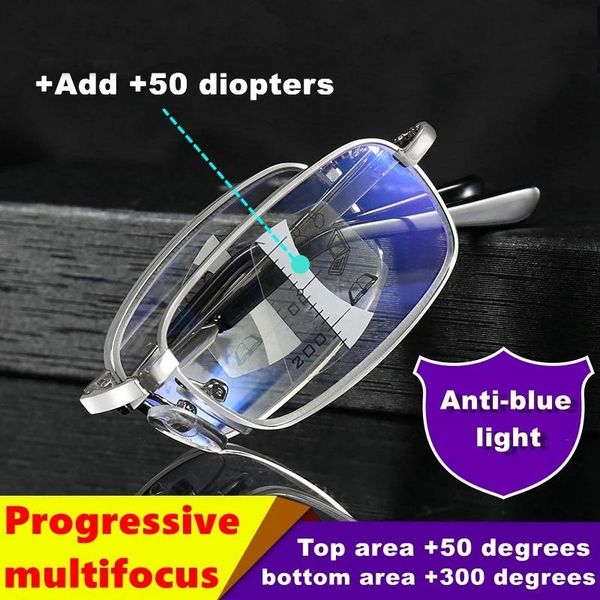 

sunglasses nonor metal titanium reading glasses men anti blue light eyeglasses multifocal progressive bifocal presbyopic, White;black