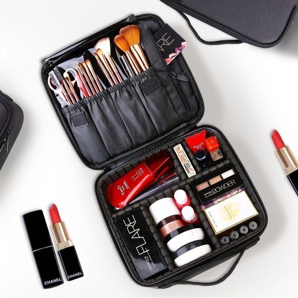 

2019 professional toiletry bag cosmetic bag organizer women travel make up cases big capacity cosmetics suitcases for makeup x32 t200110