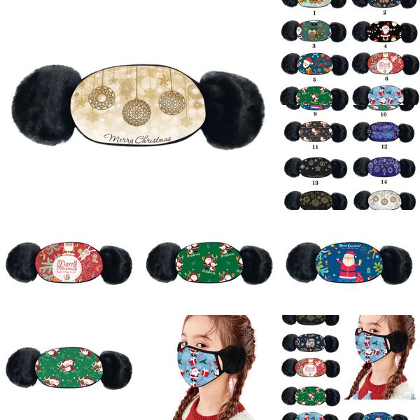 

chrismas warm ear mascarilla designer fashion facemask kid cover folding reusable dust mouth faceshied winter thick cott o3yek