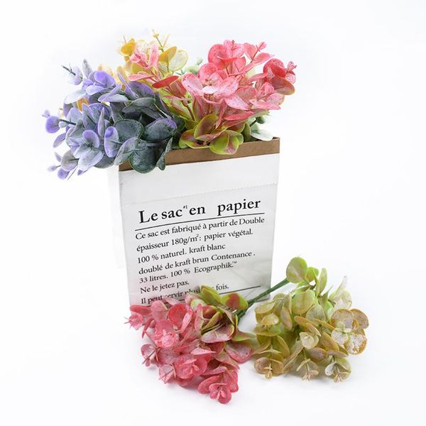 

6шт искусственные установки дешевые свадебные декоративные цветы венки вазы для украшения дома аксессуары пластиковые eucalyptus листья f jl