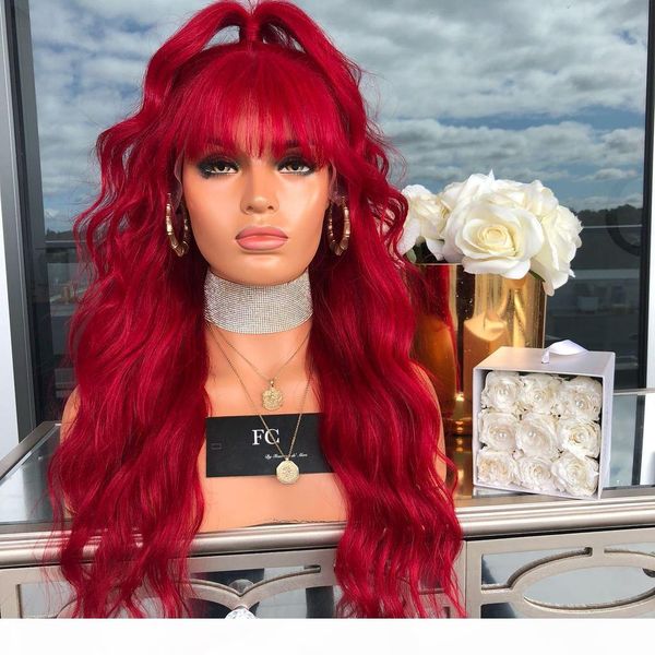

no bad smell front lace chemical fiber hair wig foreign trade european and american womens long curly hair large wavy volume dyed red, Black