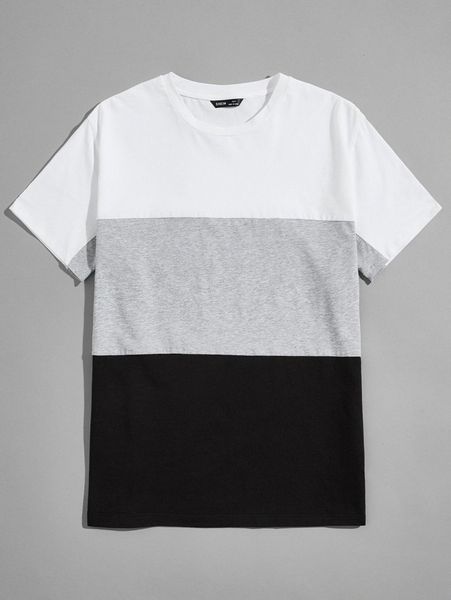 

men color block fitted tee r2ju#, White;black