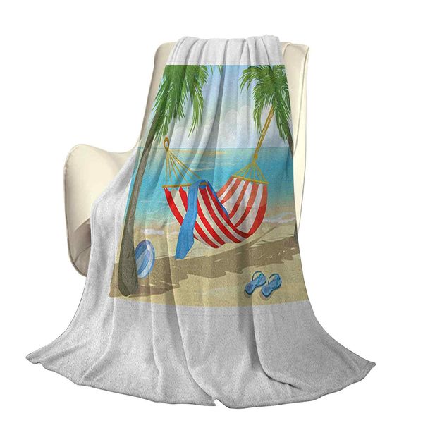 

hammock between palm trees on beach cartoon style illustration digital compositionoffice leisure blankets