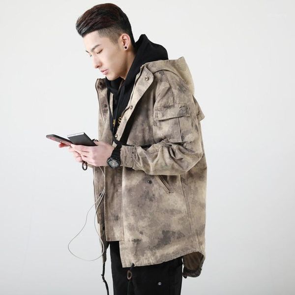 

botb desert fans color retro old hat long coat men's dovetail loose outer couple coat cloak men punk rave1, Tan;black