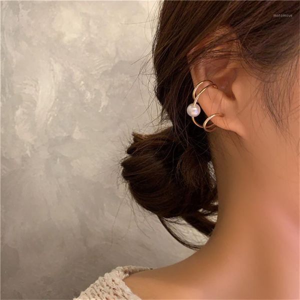 

stud fflacell 2021 trendy personality multilayer spiral curve circle pearl metal earrings for women girl party jewelry gift1, Golden;silver