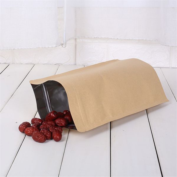 

paper up zipper pouch,stand brown kraft aluminizing aluminium foil bag resealable grip seal food grade lz1873