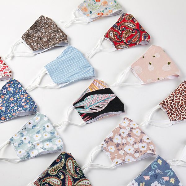 

in stock face mask designer mask pure cotton breathable mask light green floral print anti-smog washable cotton masks