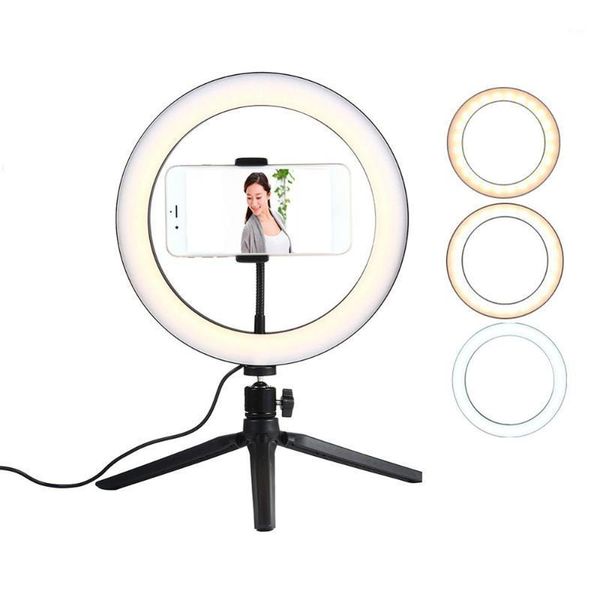 

flash heads pography led selfie ring light 26cm dimmable camera phone lamp 10inch with table tripods for makeup video live studio1