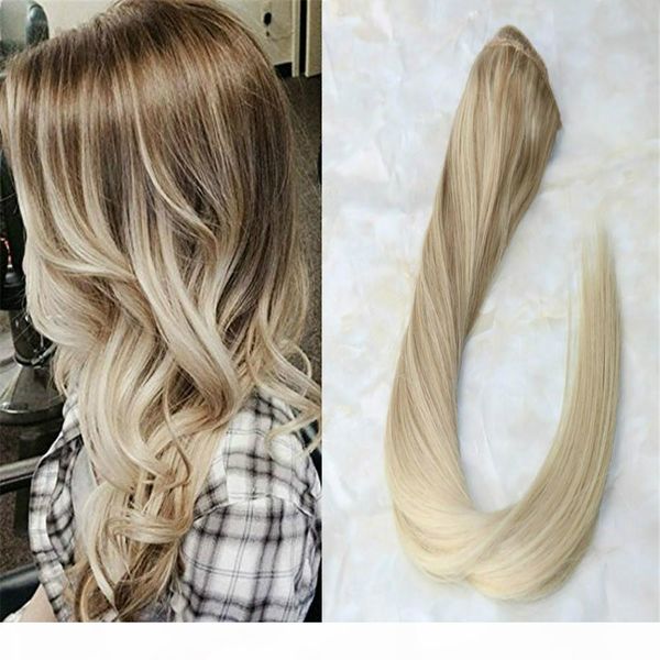 

one piece clip in hair extension bordic ombre balayage color long straight remy hair easy to wear 3 4 full head 5 clips, Black