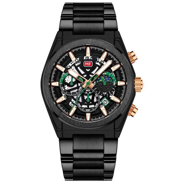 

2021 stainless steel japan movement men`s watch waterproof quartz watch fashion casual sports wristwatches men strong clock, Slivery;brown