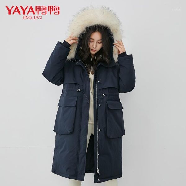 

women's down & parkas yaya winter jacket with knee length large size loose cap and thick overcoat for women1, Black