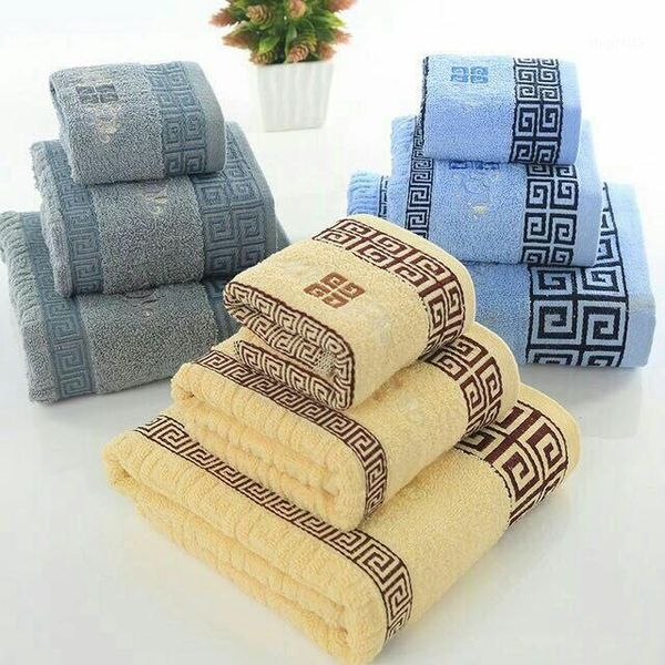 

cotton towel set 1pcs bath towel+1 pc face towel+1 hand towels 3 colors 100% cotton compressed quick-dry bathroom towel sets1