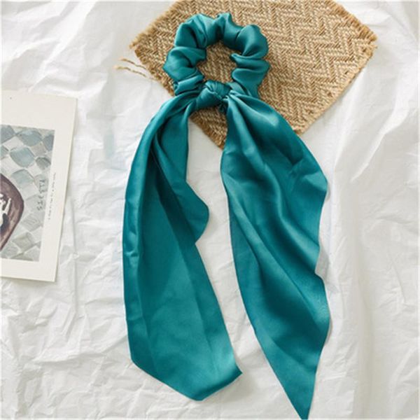 

2020 ribbon scrunchies women hair scarf elastic hairband bohemia hair rubber ropes horsetail ties hair accessories wmtzhu, Black