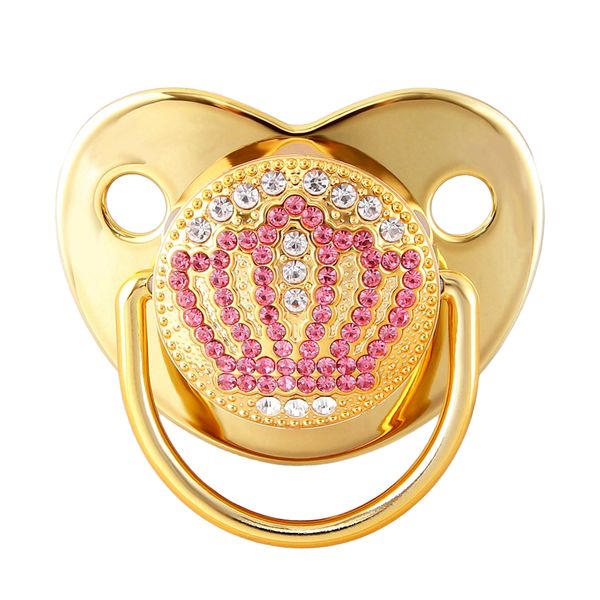 

luxury golden bing pacifiers for baby boy girls orthodontic nipple crown cartoon dummy unique shower gift