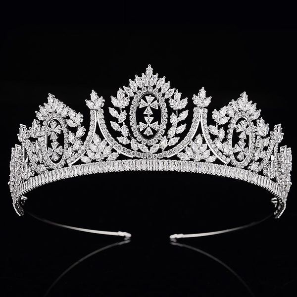 

crown headband fashion geometric shapes desihn wedding hair accessories grace for women bc4824 zircon haar sieraden bruiloft, Golden;silver