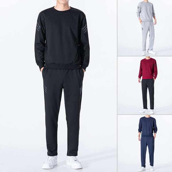 

light board sports suit sweater spring and autumn 2020 new fashion men's wear a set with cool casual clothes, Gray