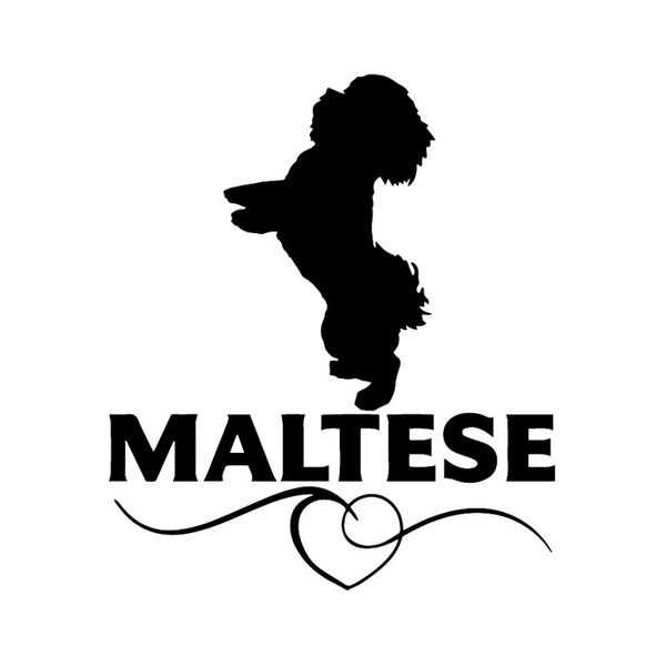 

12x13.9cm maltese love vinyl decal car sticker dog breed pet animal black/silver c24-1539