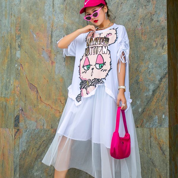 

ladies dressed as cartoon tides sequins printed t-shirt meadows of loose length crocheted thread sews fist cord clothed, Black;gray