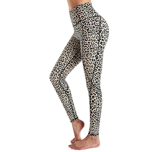 

leopard print fitness yoga legging women pocket sport pencil pants high waist push up workout leggings running pants#35, White;red