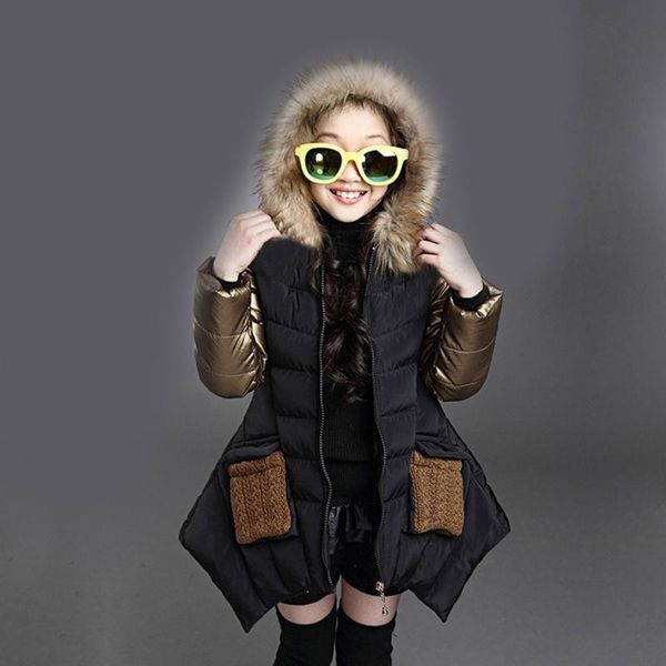 

winter thick pocket zipper jacket kid baby girl winter cotton coat thick warm zipper jacket hooded outwear clothes chaqueta niña, Blue;gray