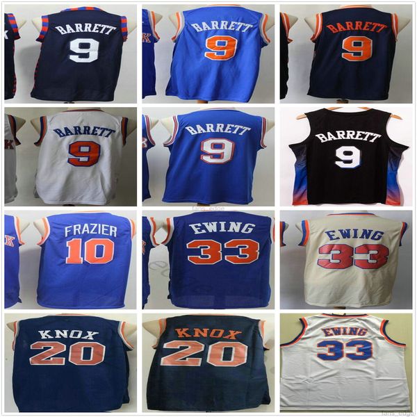 

retro vintage classic new york patrick 33 ewing walt 10 frazier basketball jersey blue white ncaa rj 9 barrett kevin 20 knox knicks jerseys, Black;red