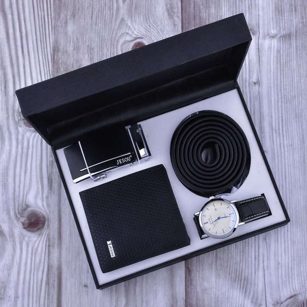 

leather men's set / belt pcs gift set, Slivery;brown