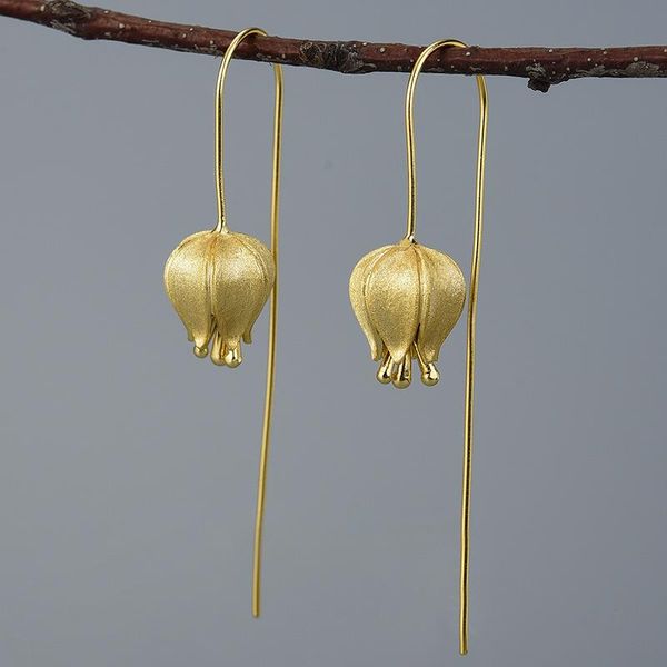 

stud s925 sterling silver earrings tulips jewelry women 925 gold plating birthday present, Golden;silver