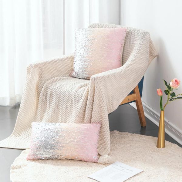 

cushion/decorative pillow high precision sequins throw cover lumbar pillowcase pink meteor shower cushion comfort home decorative