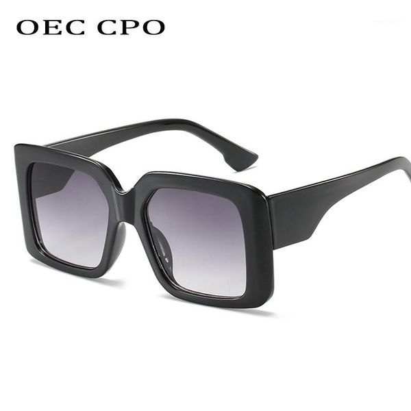 

OEC CPO Oversized Square Sunglasses Women Fashion Brand Flat Top Sun Glasses For Female Gafas Shade Retro Ladies Eyewear UV4001, White;black