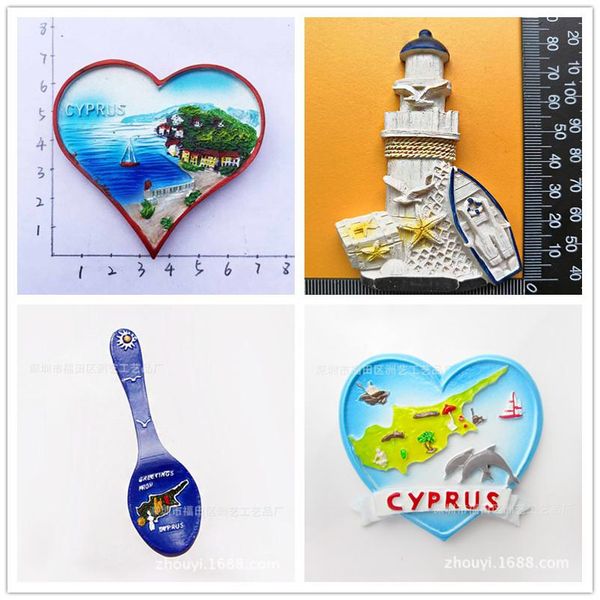 

europe tourism fridge magnet souvenir cyprus creative heart shaped sea view 3d magnet fridge kitchen accessories decoration home wmtsop
