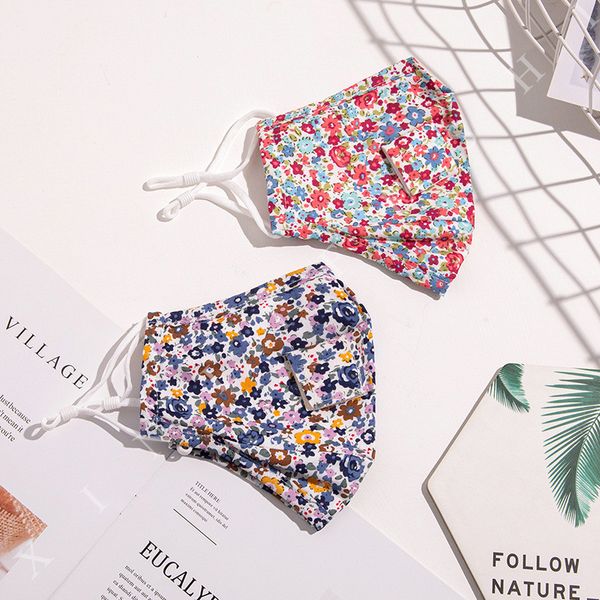 

factory 16 styles flower print drink washable dustproof drinking straw masks anti pm2.5 fog cotton face mask not include filter